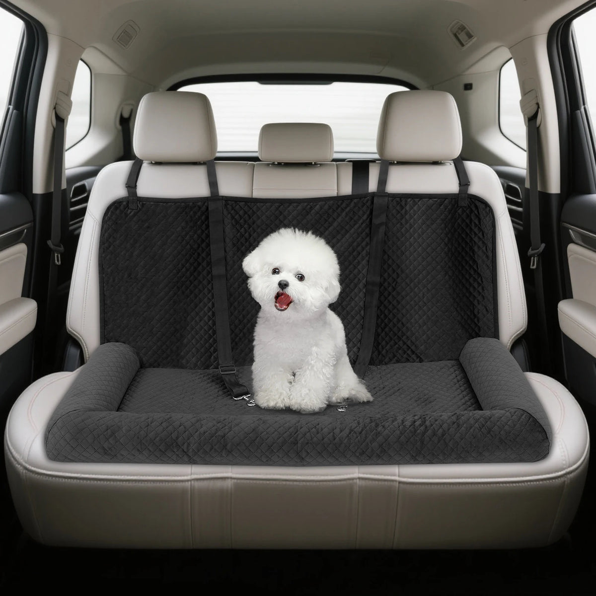 Elevated dog car seat bed