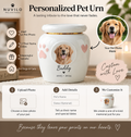 Personalized pet memorial urn with custom photo and engraving